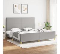 Owoxanthellate Struttura letto grigio chiaro, 200 x 200 cm, testiera regolabile in altezza, in tessuto resistente con gambe in larice, moderno letto imbottito per camera da letto, camera degli ospiti