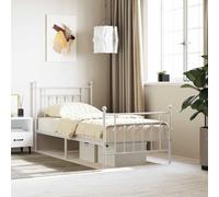 Owoxanthellate Struttura letto in metallo bianco, 90 x 200 cm, testiera e pediera dal design senza tempo, con rete a doghe e spazio sotto il telaio, per camera da letto, camera degli ospiti e camera