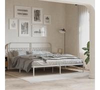 Owoxanthellate Struttura letto in metallo bianco con testiera 219 x 187 x 100 cm, rete a doghe e spazio sotto il letto, pieghevole per camera da letto, camera degli ospiti e camera dei ragazzi