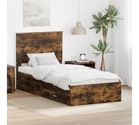 Owoxanthellate Struttura letto in rovere affumicato, 200 x 93 x 100 cm, con spazio e rete a doghe, design moderno, robusto, materiale in legno, letto singolo per camera da letto, camera dei ragazzi e