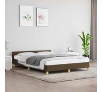 Owoxanthellate Struttura letto marrone scuro 197 x 146 x 50 cm in tessuto e legno con testiera, robusta rete a doghe, letto salvaspazio per camera da letto e camera degli ospiti