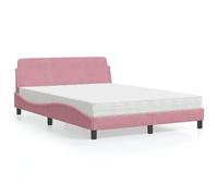 Owoxanthellate Struttura letto rosa 140 x 190 cm con materasso in velluto Dover moderno design ondulato testiera H2/H3 Comfort letto da sogno per camera da letto e camera degli ospiti