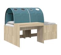 Owoxanthellate Struttura letto tunnel 3 pezzi telaio letto in legno per camera dei ragazzi e camera degli ospiti rovere Sonoma e azzurro per materassi 80x200 cm