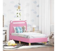 Owoxanthellate Struttura per lettino, colore rosa, 70 x 140 cm, in legno con rete a doghe e vani portaoggetti, testiera, design moderno, robusta e durevole, per cameretta dei bambini, camera da letto