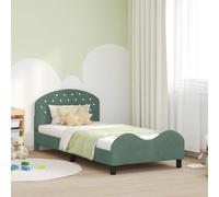 Owoxanthellate Struttura per lettino, in velluto verde mare, 90 x 200 cm, con testiera, moderna, bassa, in materiale legno, per camera dei ragazzi o camera degli ospiti