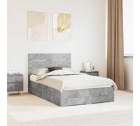 Owoxanthellate Struttura per letto in cemento grigio, 190 x 138 cm, in legno dal design moderno, con cassetti, per camera da letto, appartamenti in città e spazi minimalisti