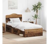 Owoxanthellate Struttura per letto singolo 75 x 190 cm, in legno di pino anticato massiccio, moderna, con rete a doghe per appartamenti o camere degli ospiti, robusta e durevole