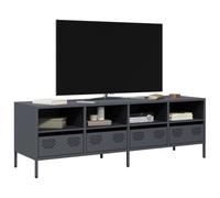 Owoxanthellate Tavola bassa per TV da 135 cm, in acciaio laminato a freddo, 4 cassetti e 4 scomparti, stile industriale, piedini regolabili, facile pulizia, design moderno per soggiorno