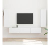 Owoxanthellate Tavola bassa per TV montata a parete, 4 pezzi, in legno bianco, larghezza 30-60 cm, moderna, da appendere, per soggiorno, camera da letto, corridoio