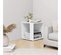 Owoxanthellate Tavolino bianco, 33 x 33 x 34,5 cm, in legno rustico, design moderno, salvaspazio, per soggiorno, corridoio, camera da letto, mobile angolare