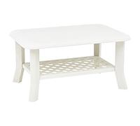 Owoxanthellate Tavolino bianco 90 x 60 x 46 cm plastica resistente alle intemperie, design moderno con ripiano, pieghevole leggero e durevole, per giardino, terrazza, soggiorno, balcone
