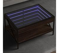 Owoxanthellate Tavolino con Infinity-LED effetto quercia, 70 x 50 x 38 cm, tavolino piccolo in legno e metallo, moderno spettacolo di luci, adatto per soggiorno, camera da letto, corridoio