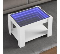 Owoxanthellate Tavolino con LED RGB Infinity, specchio in legno bianco, 73 x 53 x 45 cm, moderno tavolino per soggiorno, camera da letto, concetto di luce e accessori per la casa