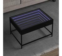 Owoxanthellate Tavolino da caffè a LED nero, 70 x 50 x 41 cm, in legno con specchio infinito RGB, design moderno, robusto e durevole, per soggiorno, camera da letto, ufficio