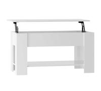 Owoxanthellate Tavolino da caffè bianco lucido, regolabile in altezza, 101 x 49 x 52 cm, in legno con vano portaoggetti, moderno tavolo da soggiorno, multifunzionale come tavolo per laptop e tavolo da