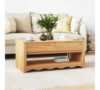 Owoxanthellate Tavolino da caffè in legno massello di pino 99 x 55 x 45 cm, con cassetto e scaffale, finitura in rovere, comfort e design moderno per soggiorno, camera da letto