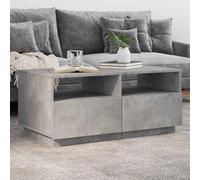 Owoxanthellate Tavolino da salotto con LED grigio cemento, 90 x 49 x 40 cm, in robusto materiale in legno, moderno divano con illuminazione RGB, tavolino salvaspazio per soggiorno, camera da letto e