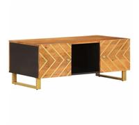 Owoxanthellate Tavolino marrone 100 x 54 x 40 cm in legno di mangomassio con gambe in ferro dal design moderno, robusto e spazio per soggiorno, ufficio e corridoio