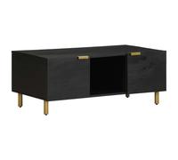 Owoxanthellate Tavolino nero 100 x 54 x 40 cm in legno e legno massello di mango con vano portaoggetti, manici in metallo, moderno design industriale, piccolo divano per soggiorno, corridoio, camera