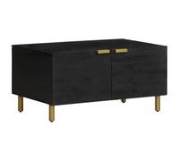 Owoxanthellate Tavolino nero 80 x 50 x 40 cm in legno e legno massello di mango con vano portaoggetti e manici in metallo moderno design industriale per Living Room Divano & Soggiorno