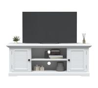 Owoxanthellate Tavolino per TV, bianco, 110 x 30 x 41 cm, in legno, moderno, con 6 scomparti e 2 ante, robusto, fino a 70 kg, per soggiorno, camera da letto, corridoio
