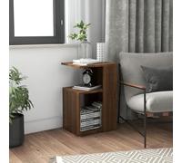 Owoxanthellate Tavolino piccolo in rovere marrone, 36 x 30 x 56 cm, a forma di G, in legno moderno, con spazio di archiviazione, multifunzionale, per soggiorno, camera da letto, corridoio