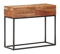 Owoxanthellate Tavolo consolle 90 x 35 x 75 cm con 2 cassetti, legno di acacia e ferro, aspetto industriale, robusto comò per corridoio, soggiorno, camera da letto