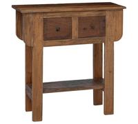 Owoxanthellate Tavolo consolle in legno vecchio, 80 x 35 x 80 cm, tavolino laterale con 2 cassetti e mensola, pezzo unico realizzato a mano, look vintage, robusto tavolino per soggiorno, corridoio