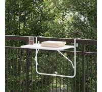 Owoxanthellate Tavolo da balcone sospeso bianco, 60 x 39 x 65 cm, pieghevole e regolabile in altezza, per piccoli balconi, tavolo da giardino in acciaio resistente alle intemperie, design moderno per