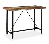 Owoxanthellate Tavolo da bar 150 x 70 x 107 cm, in legno massiccio anticato e acciaio, design moderno, robusto e durevole, per cucina, soggiorno, sala da pranzo