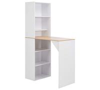 Owoxanthellate Tavolo da bar con armadio, bianco, 115 x 59 x 200 cm, design moderno e grande spazio per cucina, bancone in legno, salvaspazio per piccola cucina, sala da pranzo, soggiorno