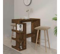 Owoxanthellate Tavolo da bar in legno per affumicatura, 100 x 50 x 101,5 cm, con 3 ripiani e poggiapiedi, moderno tavolo in legno salvaspazio, per piccola cucina, sala da pranzo, soggiorno