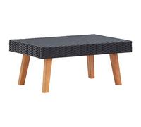 Owoxanthellate Tavolo da giardino in polyrattan nero, 70 x 50 x 33 cm, resistente alle intemperie, gambe in legno, pieghevole, moderno, per terrazze, balconi o lounge