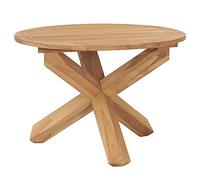 Owoxanthellate Tavolo da giardino in teak, rotondo, 110 x 75 cm, con vernice a base d'acqua, resistente alle intemperie, design moderno, robusto e durevole, per giardino, balcone, terrazza