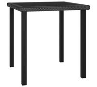 Owoxanthellate Tavolo da giardino nero, 70 x 70 x 73 cm, in rattan sintetico e vetro temperato, design moderno, robusto e durevole, per balcone, terrazza e giardino, come piccolo tavolo da pranzo