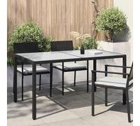 Owoxanthellate Tavolo da giardino pieghevole, 150 x 90 x 75 cm, in polyrattan nero, con vetro temperato, design moderno, robusto e resistente alle intemperie, per balcone, terrazza e campeggio
