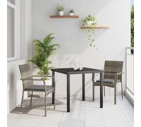 Owoxanthellate Tavolo da pranzo da giardino, 5 pezzi, in rattan sintetico, 140 x 70 x 73 cm, con cuscino per seduta e schienale, design moderno, struttura robusta per balcone, terrazza e giardino