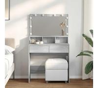 Owoxanthellate Tavolo da toeletta con illuminazione a LED grigio Sonoma 80 x 41 x 134,5 cm, materiale in legno Grande Vanity con 2 cassetti e specchio, design moderno per camera da letto e spogliatoio