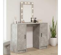 Owoxanthellate Tavolo da toeletta grigio chiaro 102 x 33 x 135 cm in legno con illuminazione a LED a specchio e spazio di archiviazione moderno Vanity Dressing Table per camera da letto e spogliatoio