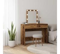 Owoxanthellate Tavolo da toeletta in legno antico, 100 x 40 x 130 cm, con illuminazione a LED a specchio e 2 cassetti, materiale in legno, design moderno, robusto Vanity per camera da letto