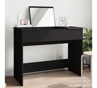 Owoxanthellate Tavolo da toeletta nero 100 x 45 x 76 cm in legno con grande specchio, design moderno per camera da letto e angolo parrucchiere, robusto comò Vanity con vano portaoggetti, Easy Assembly