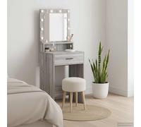 Owoxanthellate Tavolo da toeletta Sonoma grigio 50 x 41 x 135 cm con illuminazione a LED a specchio, 2 cassetti, in legno moderno Vanity Table per camera da letto e spogliatoio