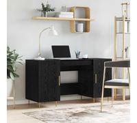 Owoxanthellate Tavolo da ufficio in rovere nero, 140 x 50 x 75 cm, scrivania con scaffale, spazio di archiviazione e 2 ante, materiale in legno resistente, moderno, per ufficio di guida e area
