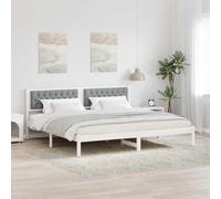 Owoxanthellate Telaio letto 200 x 200 cm in legno massello grigio chiaro con testiera e rete a doghe, design moderno, in pino robusto per camera da letto e camera degli ospiti