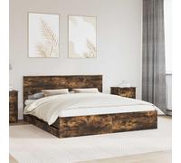 Owoxanthellate Telaio letto 200 x 200 cm, rovere affumicato, design moderno con scomparti segreti, robusto telaio in legno per camera da letto