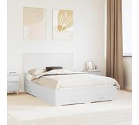 Owoxanthellate Telaio letto bianco in legno 140 x 190 cm con 4 cassetti, design moderno, ampio spazio di archiviazione, facile da montare per camera da letto, camera degli ospiti