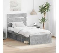 Owoxanthellate Telaio letto grigio 103 × 206 × 100 cm effetto pino calcestruzzo rete a doghe in legno per dormire ospiti camera dei ragazzi