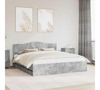 Owoxanthellate Telaio letto grigio cemento 200 x 200 cm con 6 cassetti, design moderno in legno indipendente per camera da letto, soggiorno e camera degli ospiti