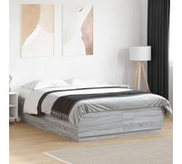 Owoxanthellate Telaio letto grigio Sonoma 120 x 200 cm moderno letto in legno con doghe in compensato, robusto letto matrimoniale per camera da letto, camera degli ospiti e camera dei ragazzi