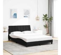 Owoxanthellate Telaio letto Hanko nero 120 x 200 cm tessuto metallo stabile rete a doghe cuscino testiera design ondulato moderno letto salvaspazio adatto anche come letto per gli ospiti
